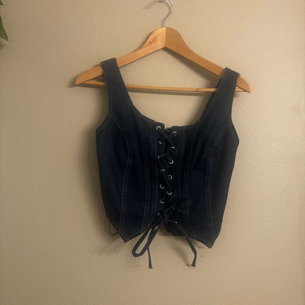 LINE STAR Denim Lace-Up Tank‎